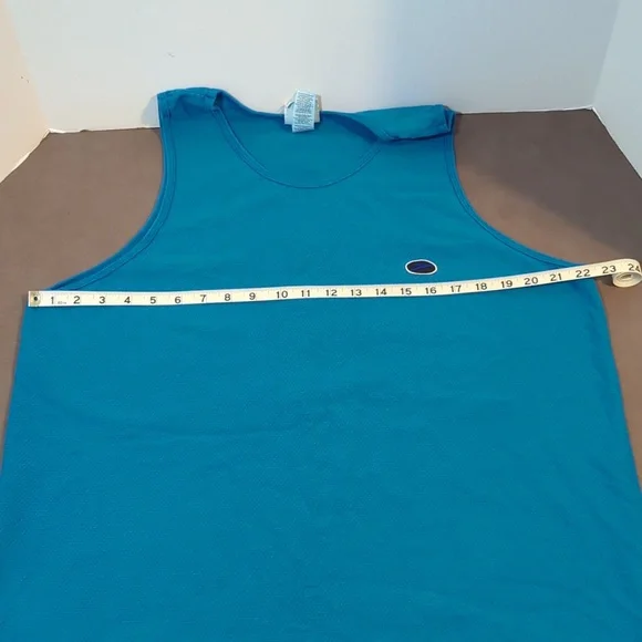 Speedo Tank Top Men XL Blue Waffled Texture Big Logo Speedo 2000 on Back - Picture 8 of 9